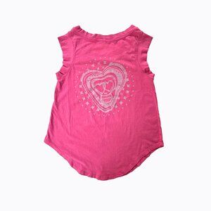 Original Skull T-Shirt Art S/M Hot Pink Cap Sleeve Edgy Punk Casual Soft Grunge